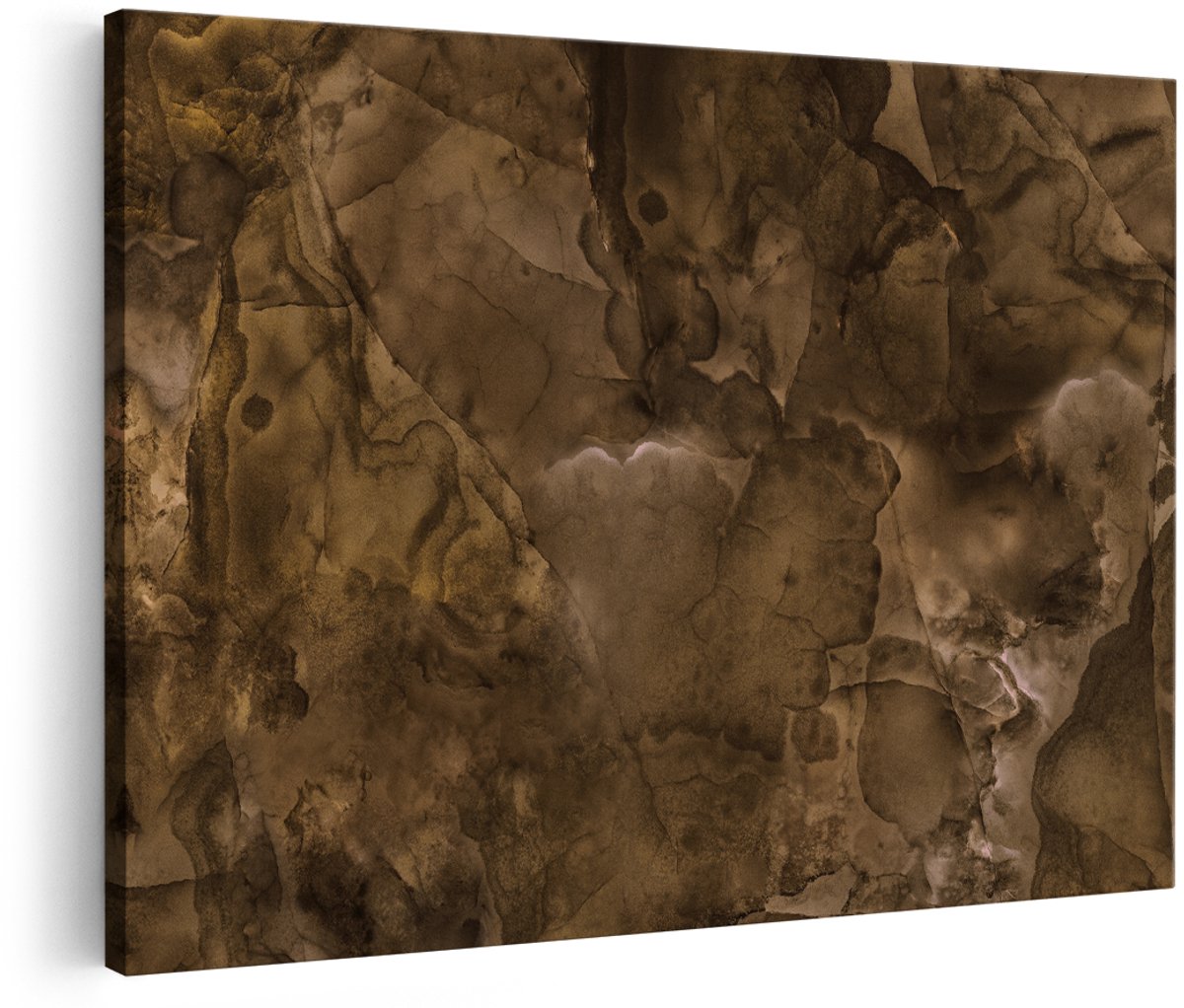 Artaza Canvas Schilderij Abstracte Kunst - Rustieke Bruine Marmer - 150x100 cm - Groot - Foto Op Canvas - Wanddecoratie Woonkamer