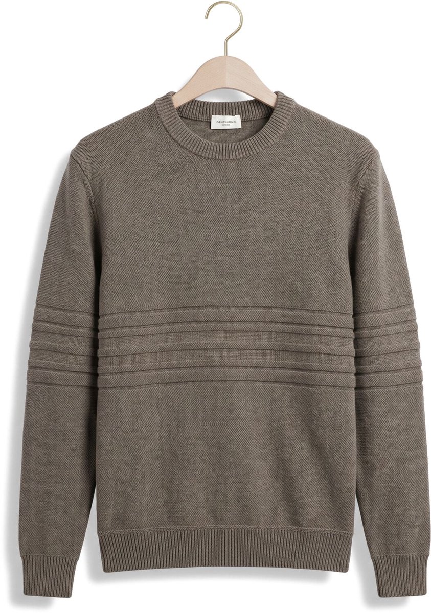 Gentiluomo Round Neck Ls Truien & Vesten Heren - Sweater - Hoodie - Vest- Taupe - Maat M