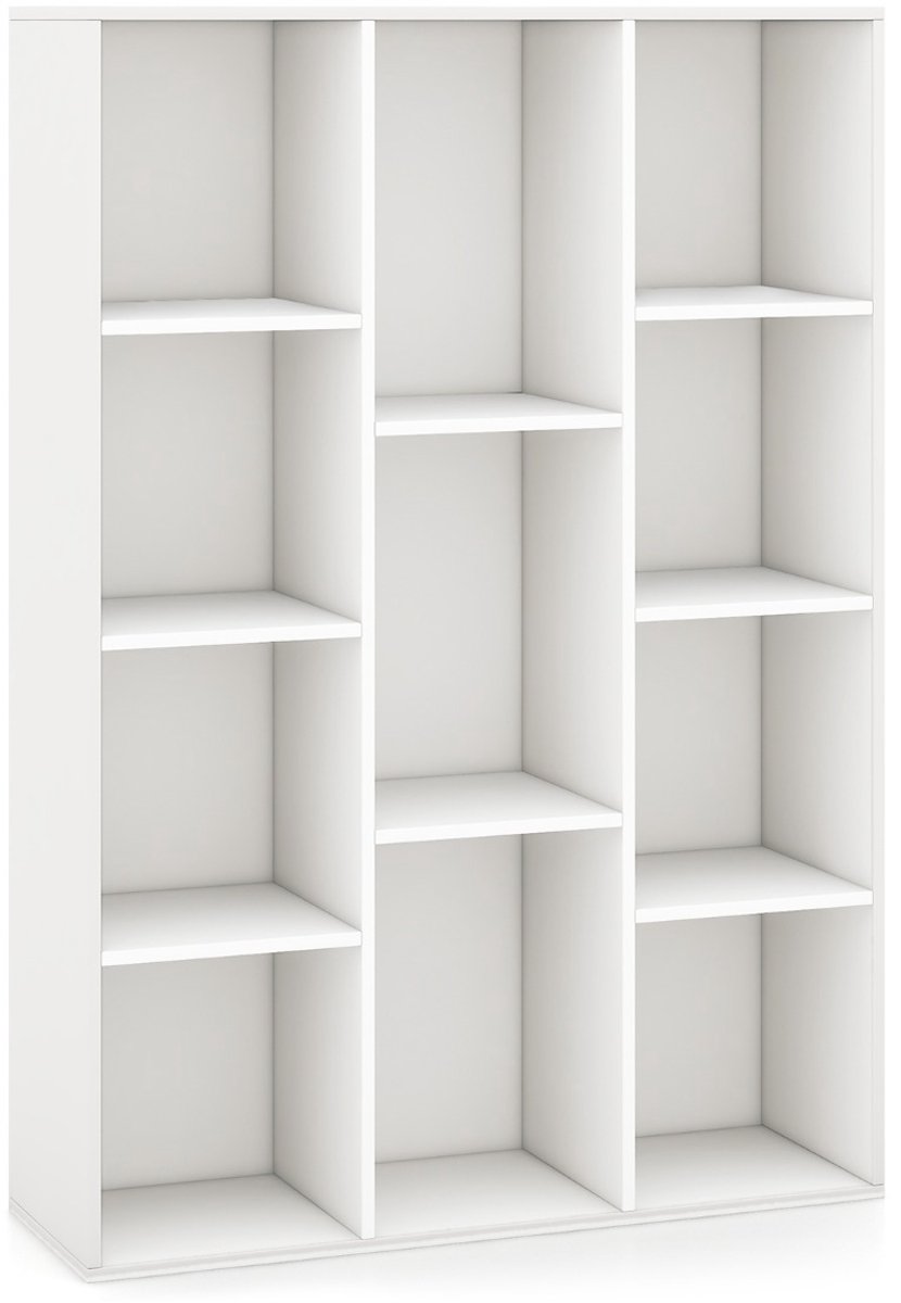 SureDeal® - Boekenkast met 11 vakken, boekenkast, kantoorplank, kubusrek, staand rek, voor woonkamer, slaapkamer, kantoor, kinderkamer, 74 x 24 x 106 cm, wit