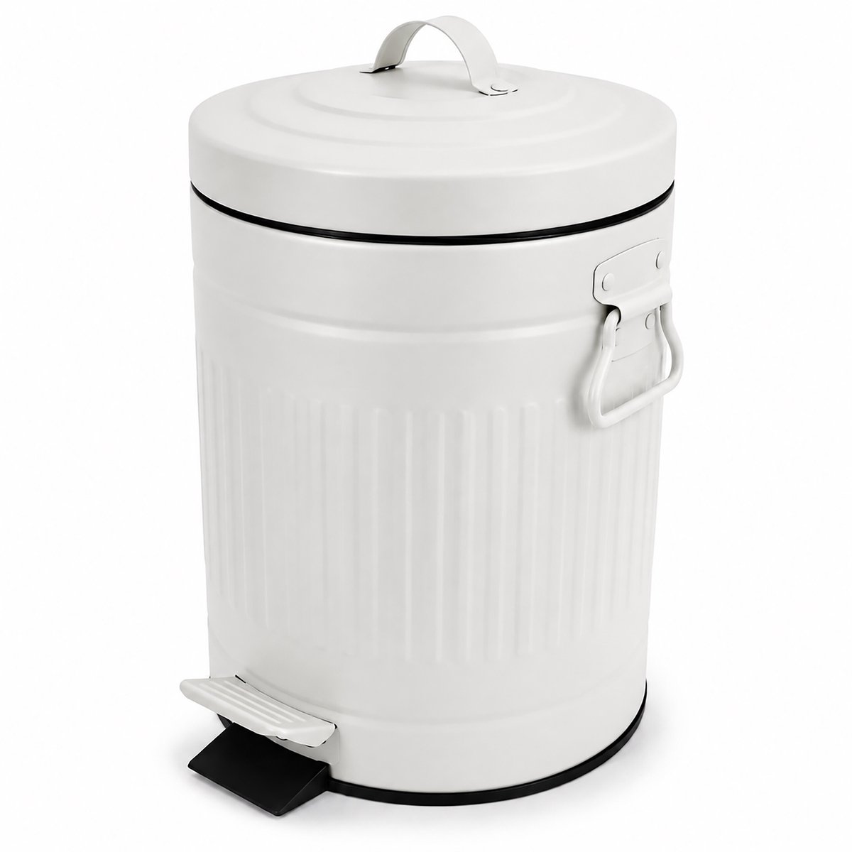 Badkamer prullenbak - 5 l - metaal - wit