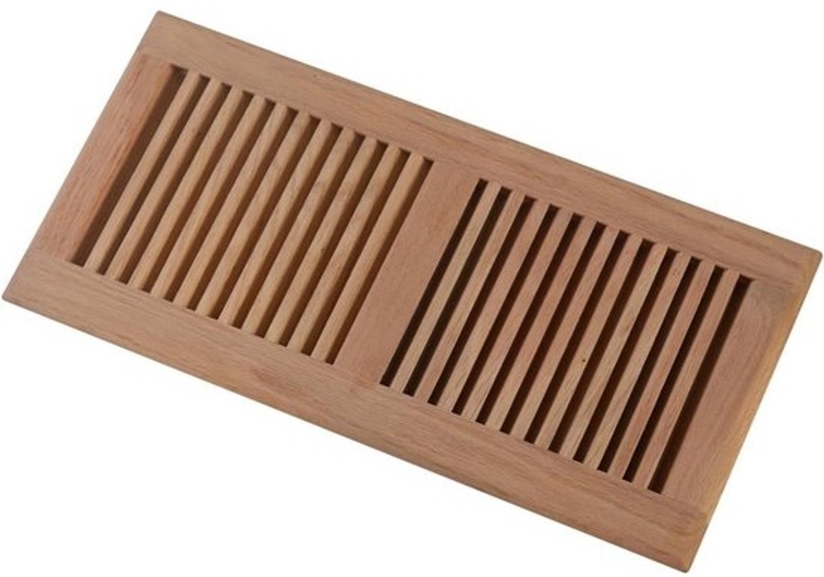 Houten Ventiel Rooster - Vloerrooster Hout - Vloer Ventilatie - Zelf Rimmen Design - 6 x 14 Inch - Rood Eiken