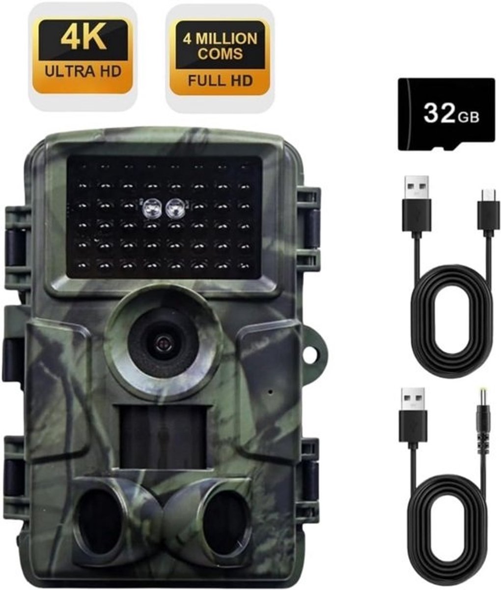 Wildcamera met Nachtzicht - Buitencamera voor Buiten - Waterdicht - Wifi - 4K - Infrarood