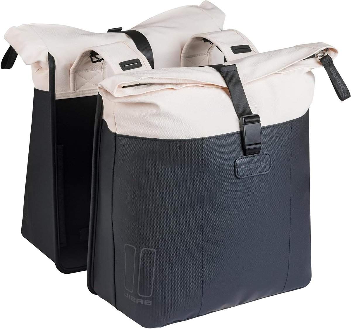 Dubbele Fietstas - Bagagedragertas Waterdicht - Winkelen en Reizen - Gerecycled Materiaal - 35 Liter - Wit Zwart