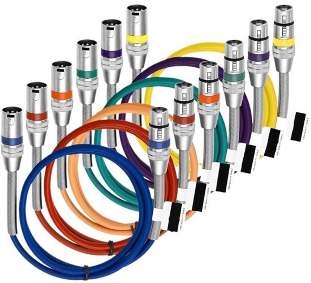 XLR Kabel Set - Microfoon Verlengkabel - Audio Verbinding - Veerspiraal Ontwerp - 10 Meter - 6 Kleuren