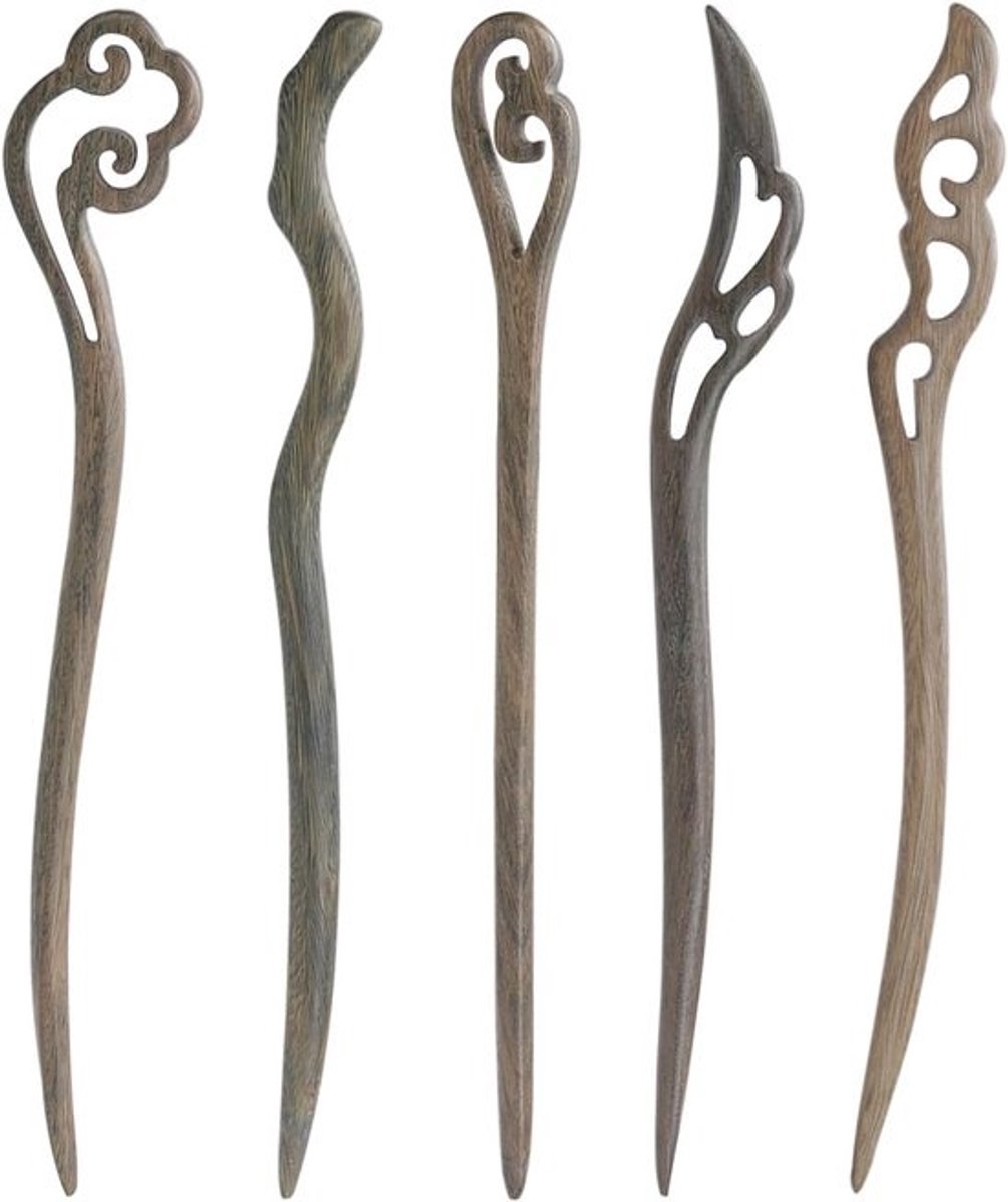 5 Stuks Houten Haarspelden Vintage Stijl voor Dames