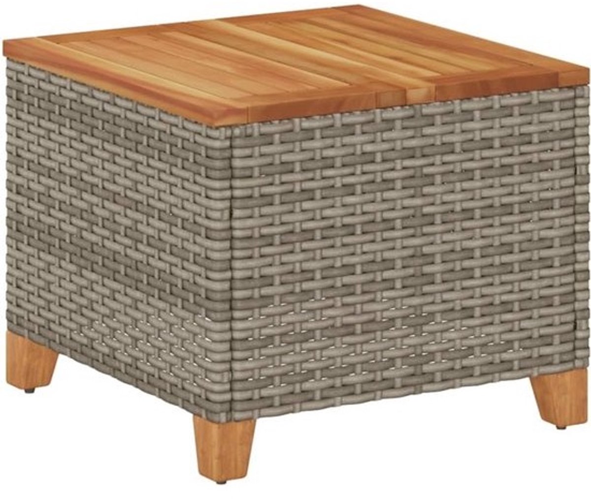 Ronde Buiten Bijzettafel Poly Rattan en Acaciatafel voor Tuin