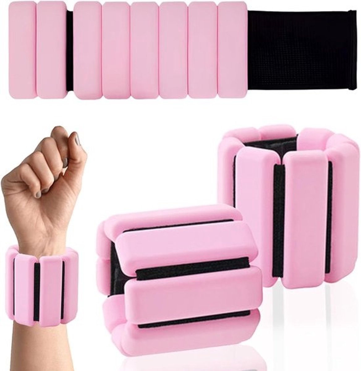 Gewichtsmanchetten Set - Arm en been - Kracht Training - Verstelbare Band - 2 stuks - Roze
