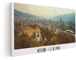 Artaza Canvas Schilderij Skyline Medellín - 160x80 cm - Groot - Wanddecoratie Colombia Landschap - Muurdecoratie Bergen - Schilderijen Op Canvas