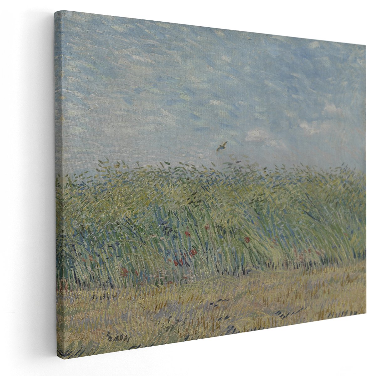 Artaza Canvas Schilderij Korenveld met Patrijs - Vincent van Gogh - 150x120 cm - Groot - Kunst - Wanddecoratie Woonkamer