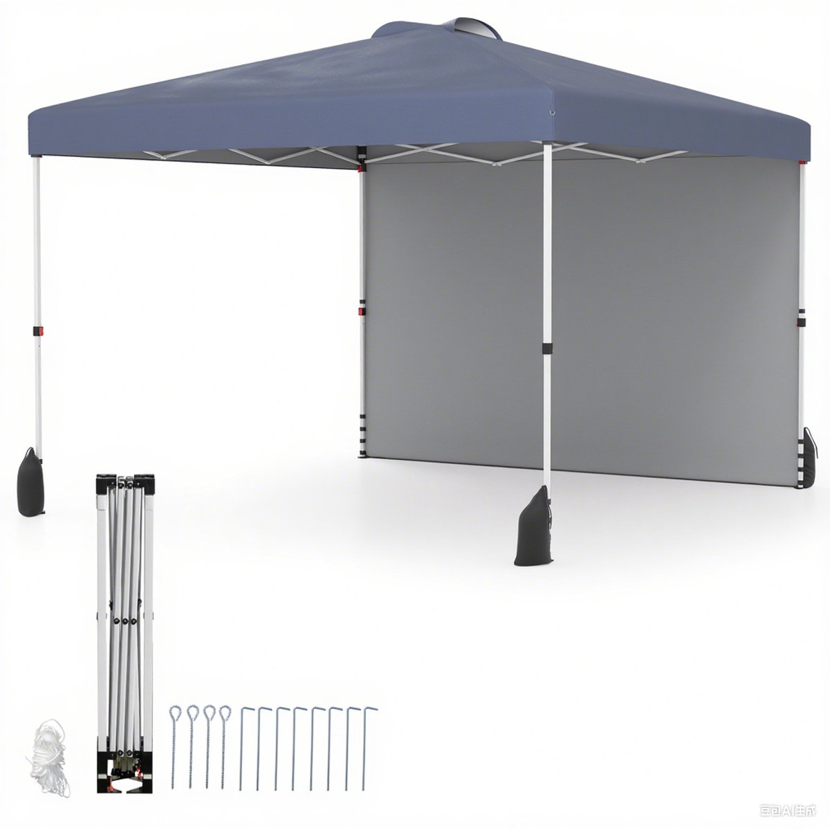 SureDeal® - Partytent - Pop paviljoen - Zijwand Draagbaar Tuinpaviljoen - Schaduwdoek - Rol tas Grijs - 3x3x2,66 cm - Grijs