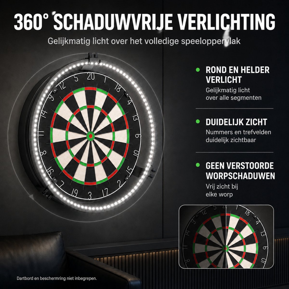 Dartbordverlichting en LED-lichtring thumbnail 2