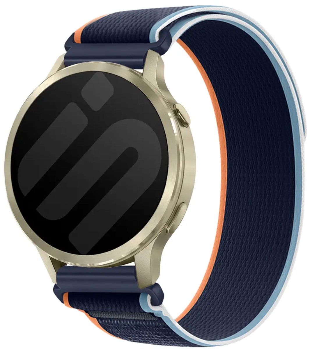 Strap-it Nylon Trail bandje geschikt voor Garmin Vivoactive 4 / Garmin Venu 4 - 45mm / 3 / 2 / Garmin Forerunner 570 - 47mm / 265 / 255 - Blauw Mix