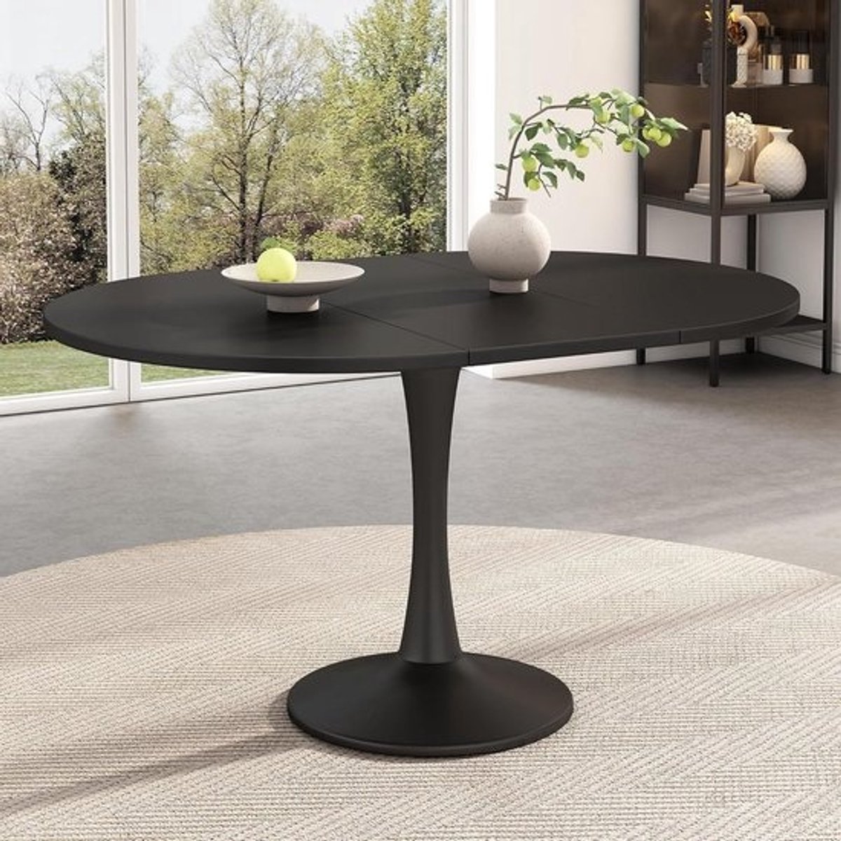 Eettafel uittrekbaar - Koffietafel - Gezellig dineren - Ruimtebesparend ontwerp - 100/140x100cm - Zwart