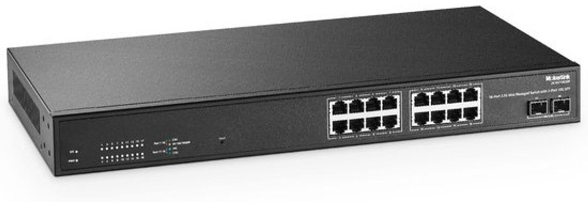 Managed 16-Poorts 2.5G Ethernet Switch met 2x10G SFP - Rackmontage, VLAN, LACP, QoS