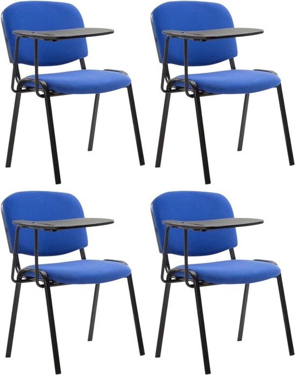 Set van 4 Conferentiestoelen met Opklapbaar Tafelblad - Gestoffeerd Zitcomfort