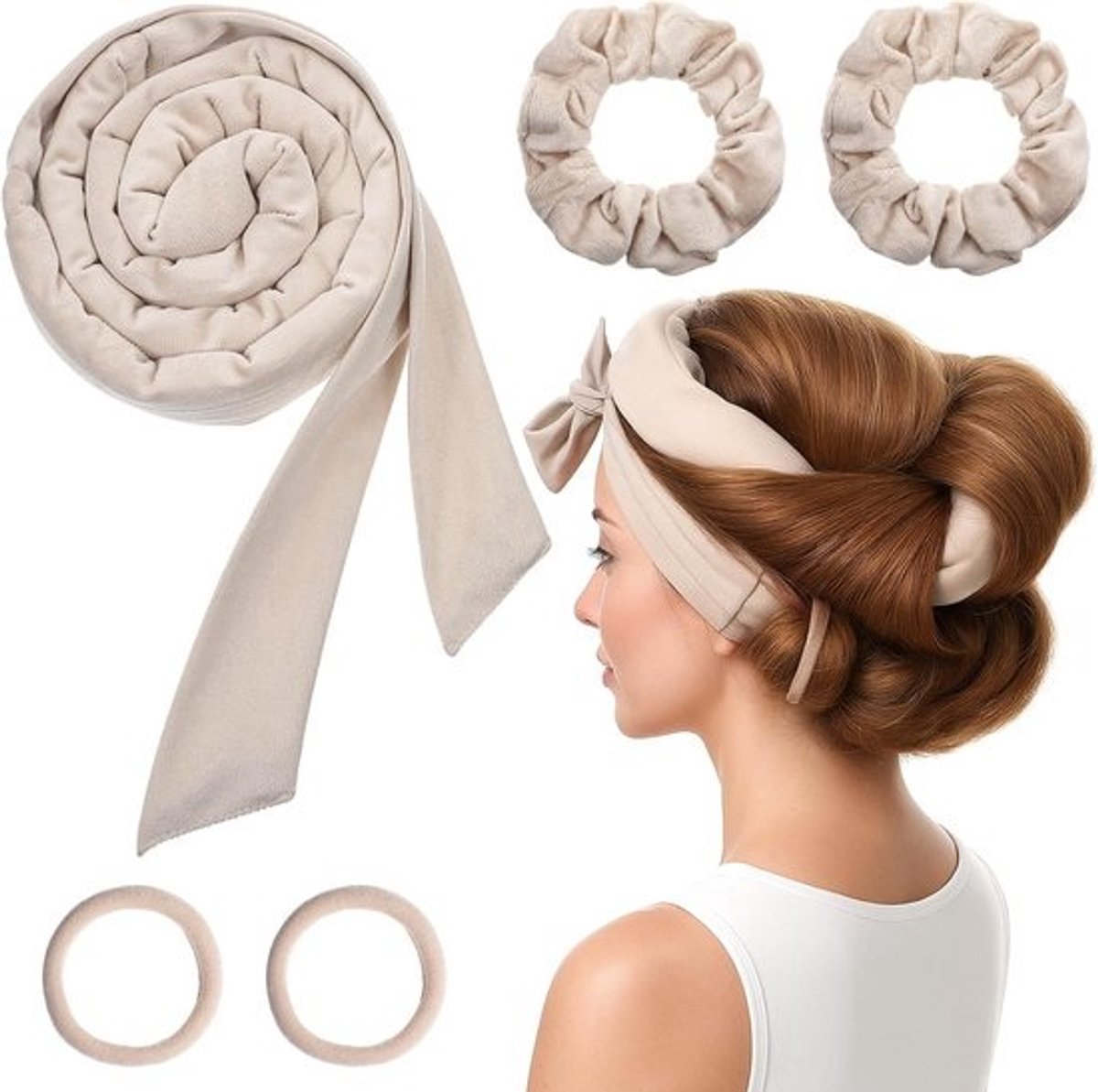 Heatless Curls Set - Hittevrije Krulband Haarelastiek - Haar Stijlen - Premium Zacht Fluwelen Materiaal