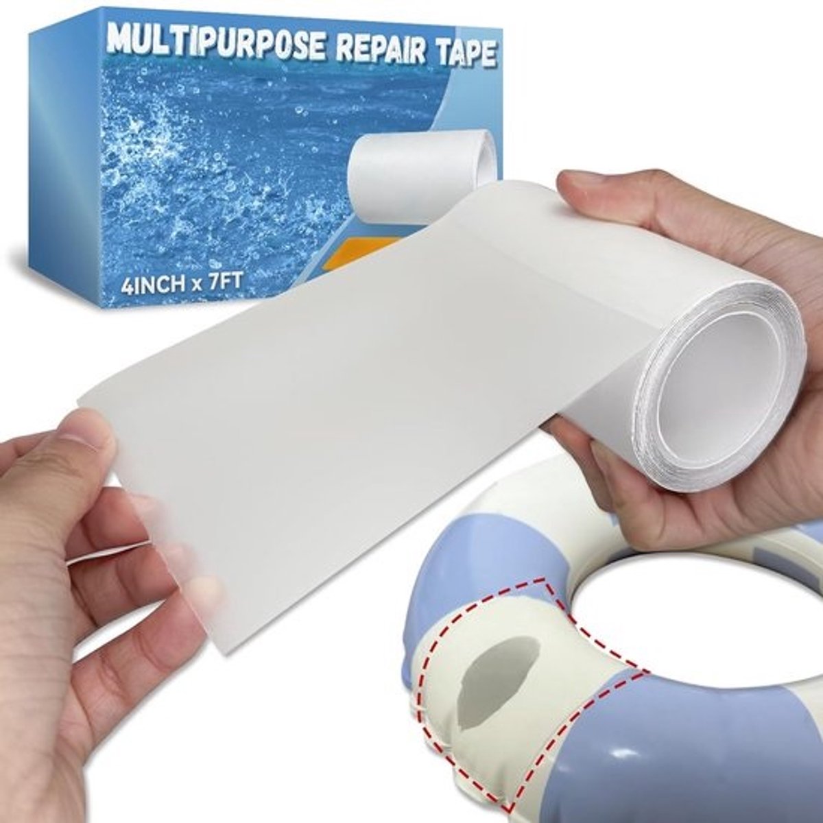 Multifunctionele Opblaasbare Reparatieset - Waterdichte Repair Tape 4 in x 18 m voor Zwembad, Luchtmatras, Tent, en Meer