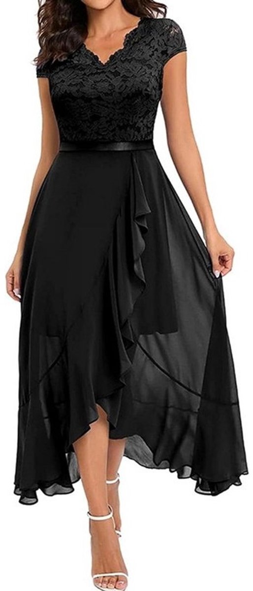 Elegante Lange Avondjurk Dames V-Hals met Pailletten voor Feest en Bruiloft