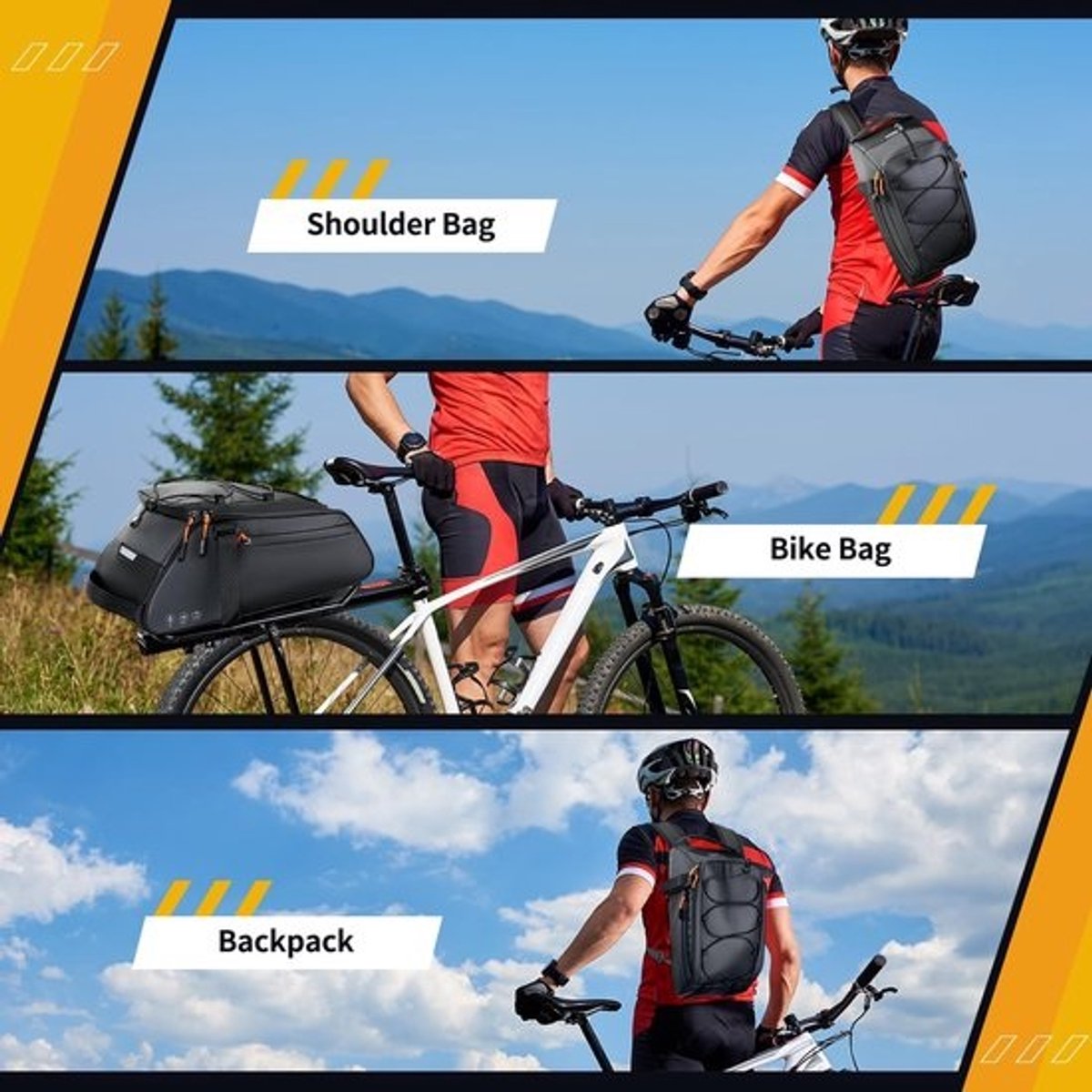 Bagagedragertas Fiets - Waterdichte Fietstas - Fietsen Op Reis - Veelzijdig Draagsysteem - 10 Liter Capaciteit - Zwart