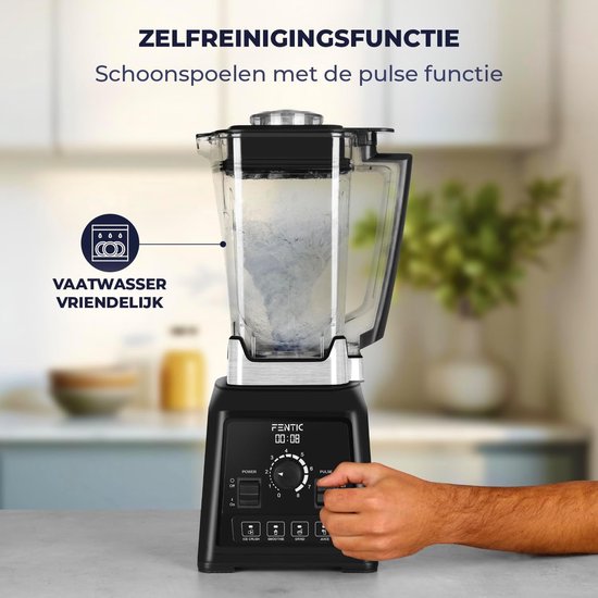 Krachtige Blender - Mixer Keukenmachine - Smoothies Maken - 2000W Motor 8 Messen - 2 Liter Kan - Zwart — afbeelding 3