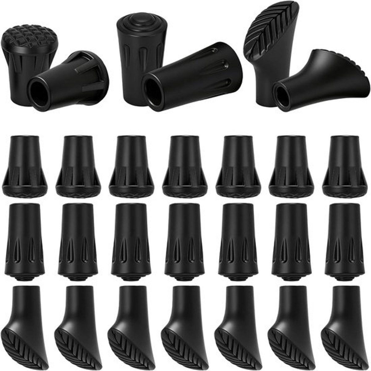 Wandelstok buffers - Reserveonderdelen - Nordic Walking - 27 stuks - 11 mm compatibel - Zwart