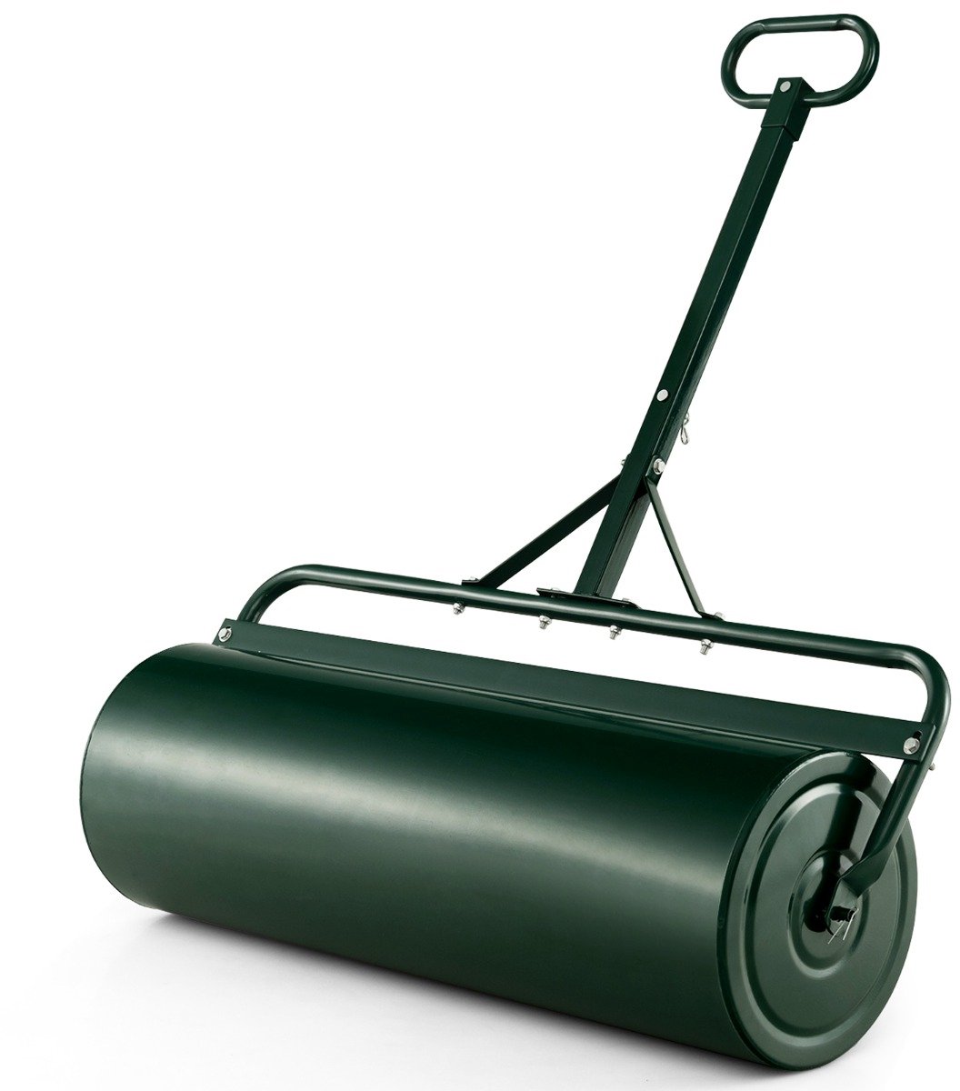 SureDeal® - Tuinier - Graswals Metaal Handroller - Handvat Tuinwals Vulbaar - Water - Zand Zware Trommel - 99x40x146 cm - Groen