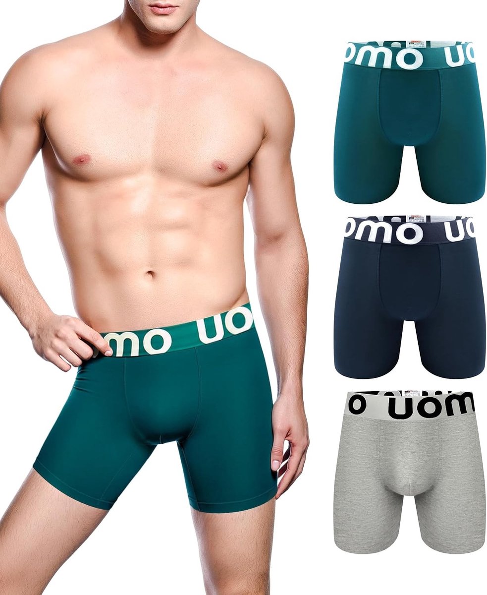 Heren Extra Lange Boxershorts - Katoenen Stretch Ondergoed Set van 3, Comfortabel en Ademend
