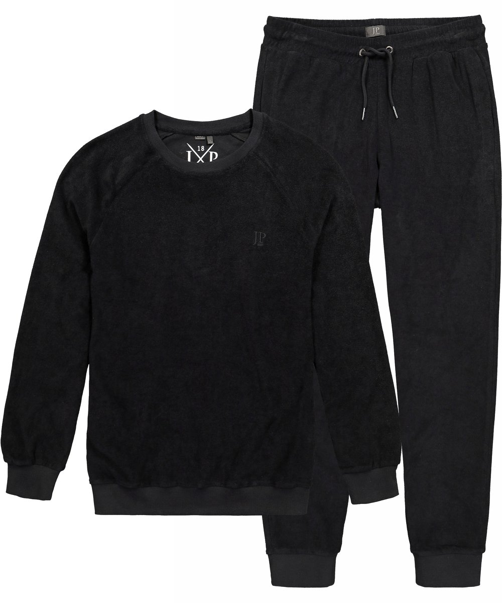 JP 1880 - Heren - Pyjama Buik-Fit thermo-materiaal shirt met lange mouwen - Zwart - Maat 3XL