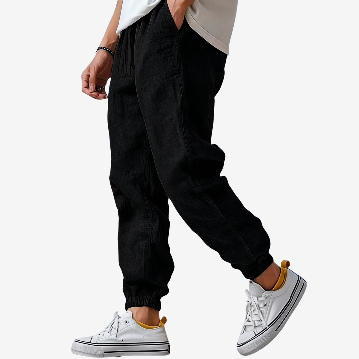 Currero Linnen Broek Heren - Zomerbroek - Volwassenen - Lange Broek - Pantalon - Strandbroek - Zomer - Ibiza Stijl - Zwart XXL