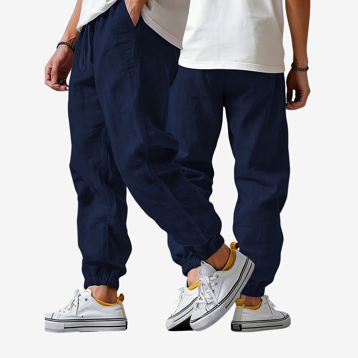 Currero Linnen Broek Heren Zomerbroek Volwassenen Lange Broek Pantalon Strandbroek Zomer Ibiza Stijl 1 Marineblauw