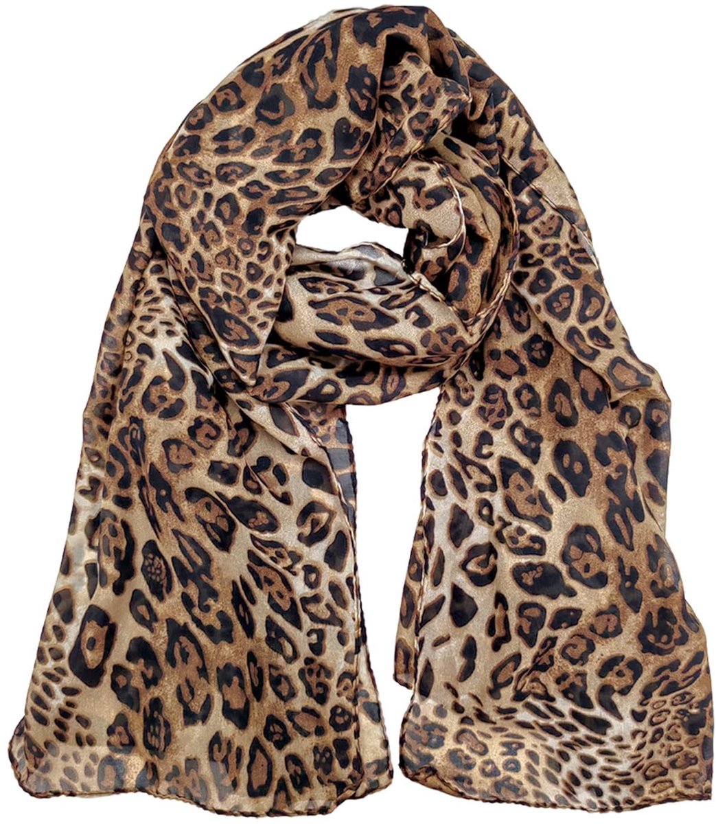 Dailygoods- Sjaal met luipaardprint - Damesaccessoire - Zijdeachtig - Lichtgewicht - Verstelbaar - Comfortabel en veelzijdig