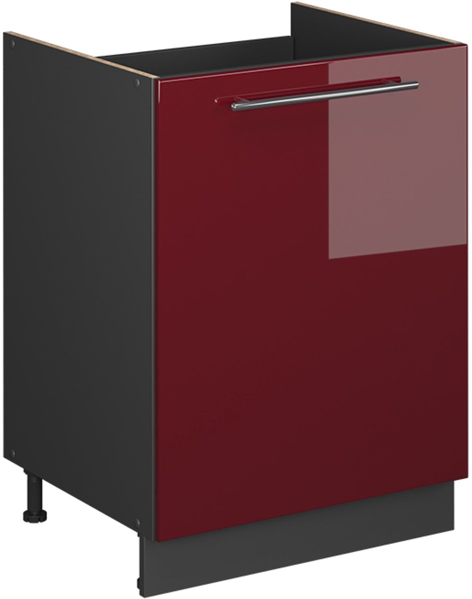Vicco Wastafelkast Fame-Line, Bordeauxrode hoogglans/Antraciet, 60 cm