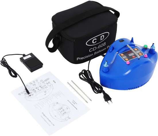 NAVOBIZ Elektrische ballon pomp - Opblaaspomp - Ballon opblazer - 4 mondstukken - Instelbare tijd - 1200W motor - 3,5 PSI - Blauw — afbeelding 2