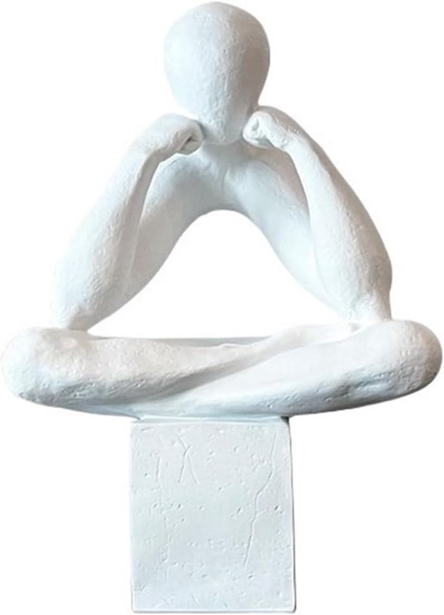 Fengshui Beeld - Creatief Ornament - Woonkamer Decoratie - Abstracte Kunstvorm - 35x20x51 cm - Wit