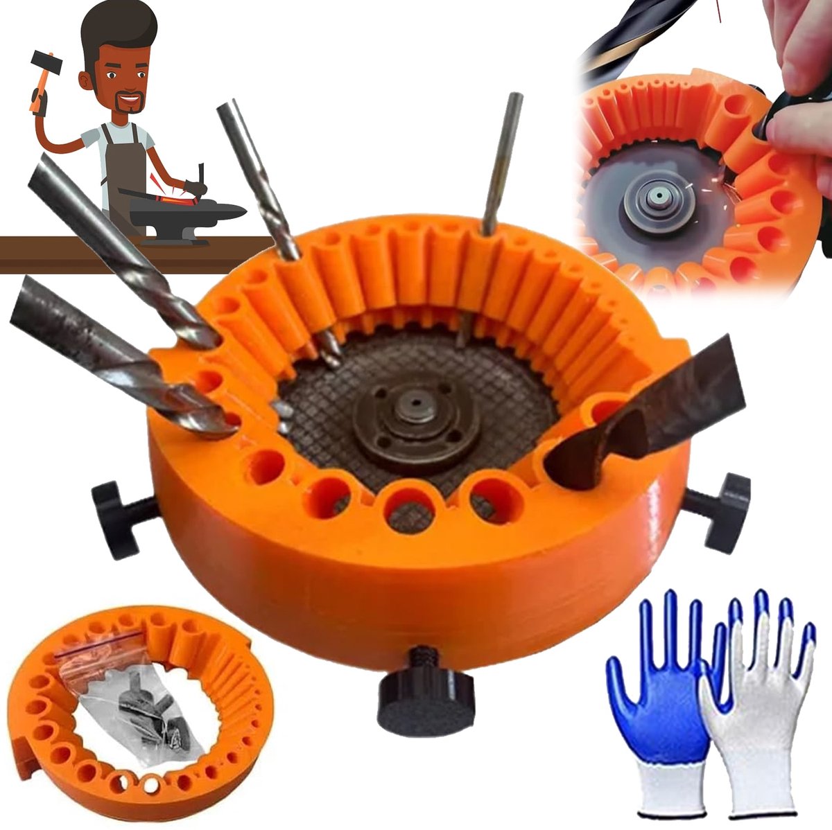 Boorslijper voor alle boren - Haakse slijper - TENZHVXI®- Inclusief handschoenen - Geschikt voor boren van 2 tot 13 mm - Voor 125 mm slijper - Oranje