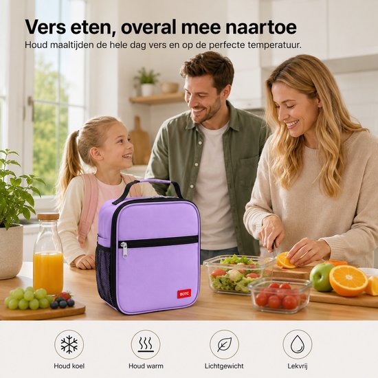 BOTC Koeltas - Lunchtas - koeltasje - Geïsoleerde Koeltas - Lunchtas 6 liter - Paars van Merkloos — afbeelding 2