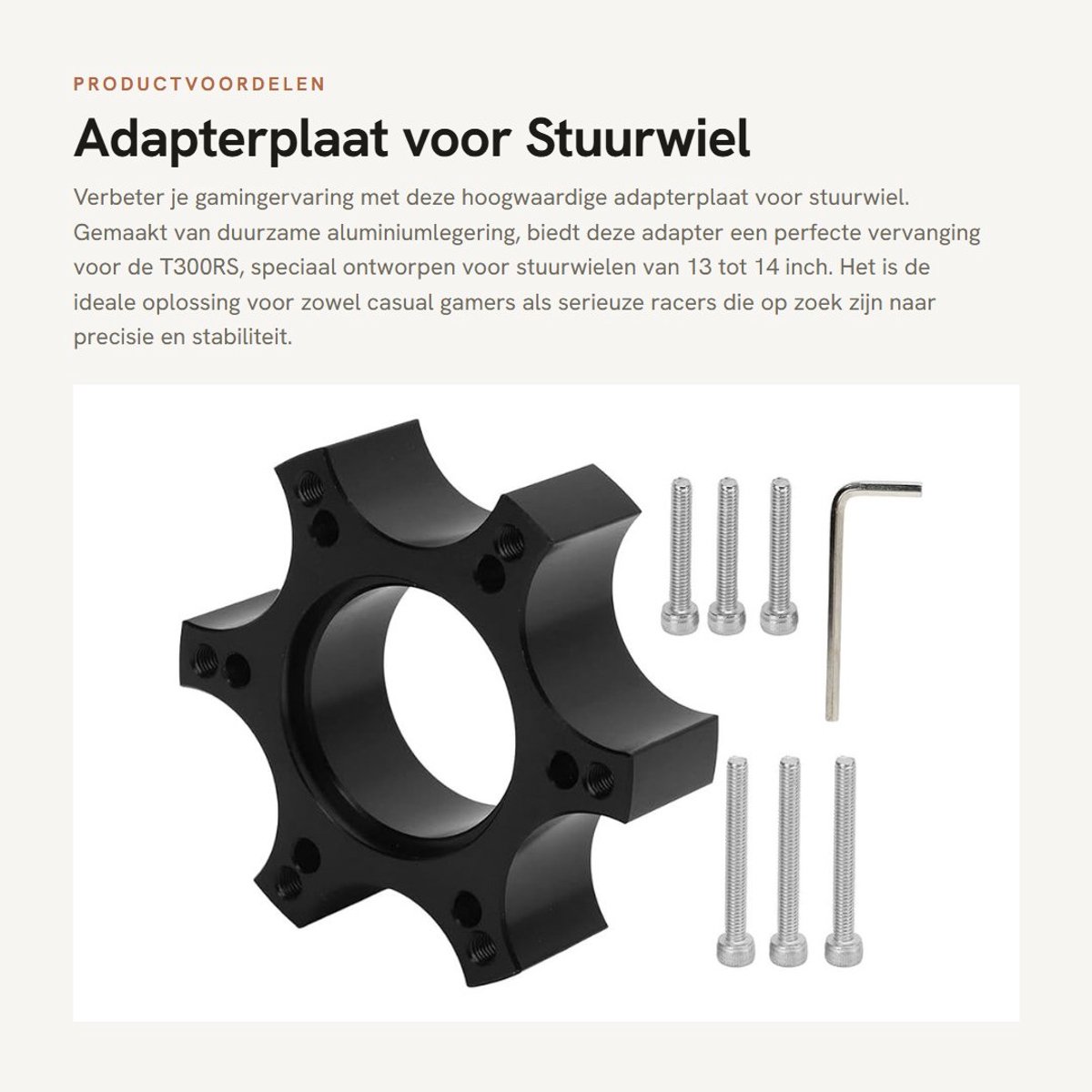 Dailygoods - Adapterplaat voor Stuurwiel - Aluminiumlegering - 70 Mm Spacer - Vervanging voor T300RS - Geschikt voor 13-14 Inch Stuurwiel