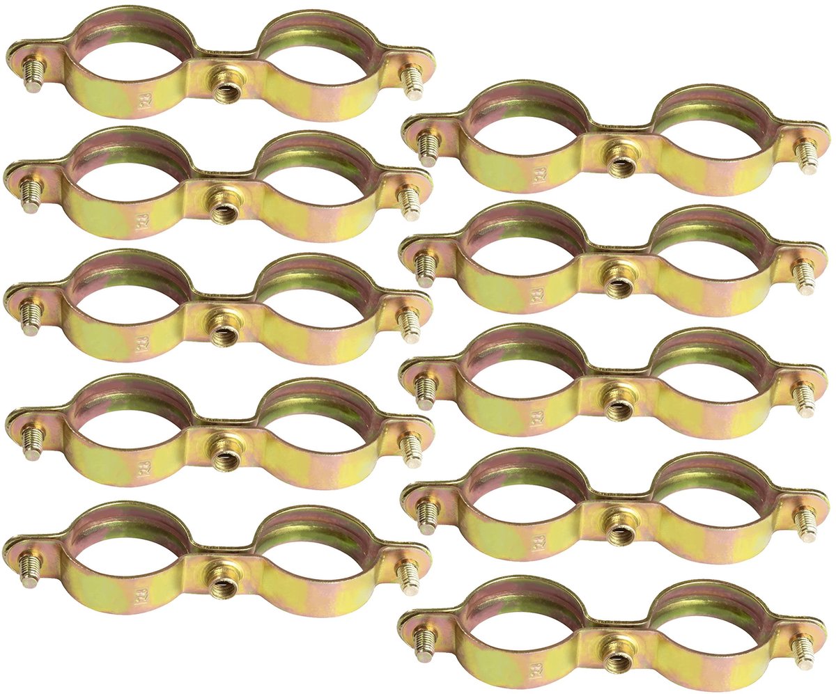 Dailygoods- Klemmen set met 10 stuks - Dubbele bevestiging Ø28mm - Wandmontage - Schroefbevestiging - Stalen klemmen - Voor sanitaire verwarming - Buisklem