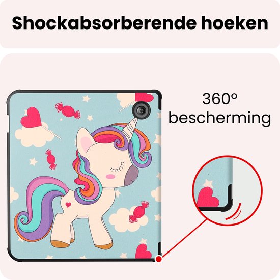 Hoes Geschikt voor Kobo Libra 2 Hoesje Bookcase Cover Book Case Hoes Sleepcover - Eenhoorn — afbeelding 4