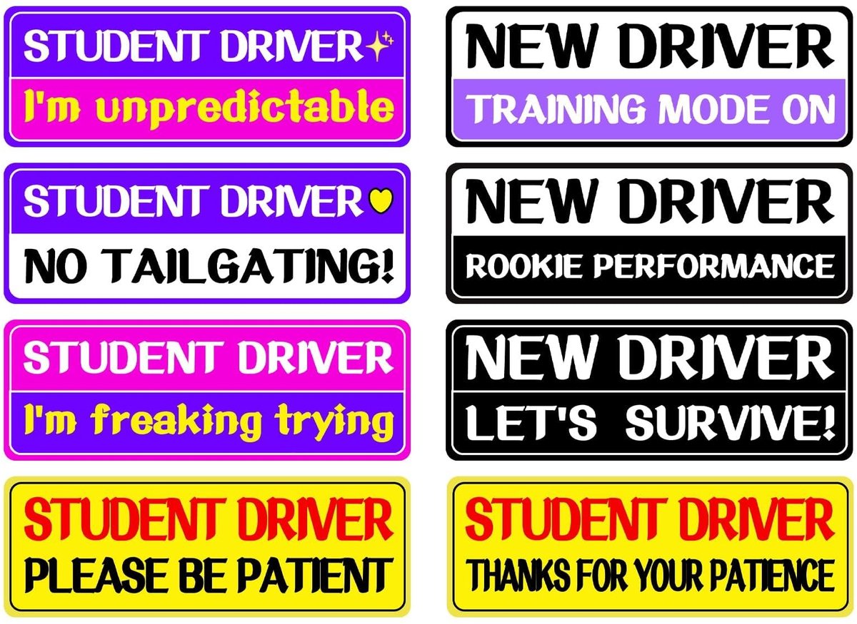 Dailygoods- Student Driver Magneten - 8 Stuks - Magnetische Stickers - Verwijderbaar Veiligheidsbord - Houd Afstand - Voor Beginnende Bestuurders - Beginnende Bestuurder Stickers