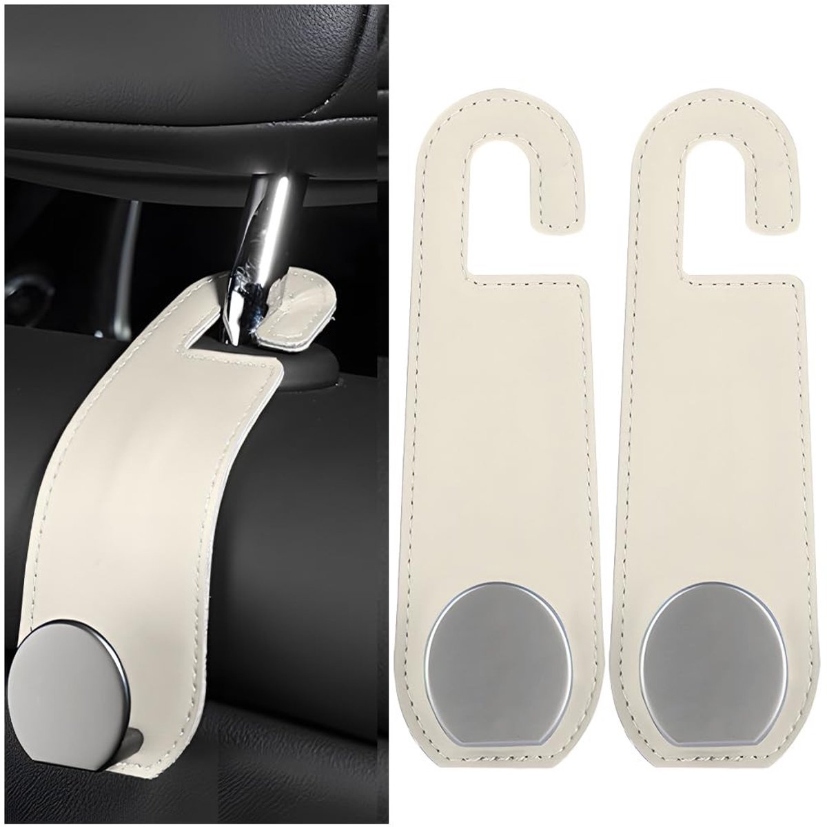 Dailygoods- Hoofdsteunhaak Universeel - Opberghaken - Auto Accessoires - 2 Stuks - Duurzaam - Legering - 4,7 x 15,6 cm