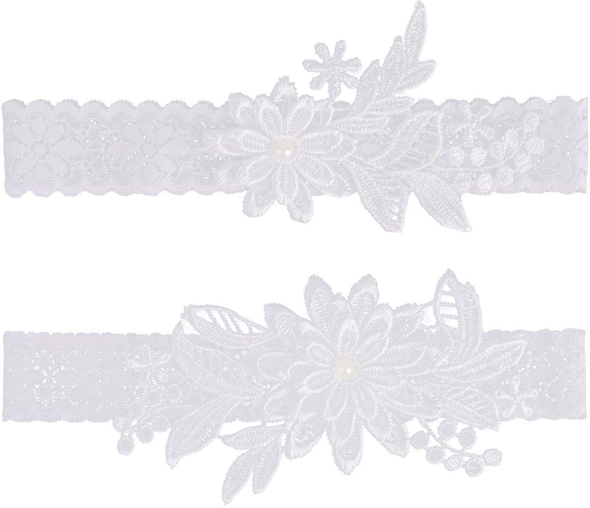 Dailygoods- Kousenband Bruiloft - 2 Stuks - Rekbare Kantband - Bruidsaccessoires - Flexibele Omtrek 40-60 cm - Elegante Details - Bruidaccessoires