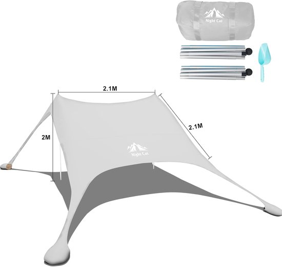 Night Cat Strandtent Lycra Schaduw Tent Strandcabine Zonnezeil Sun Shelter UV-bescherming UPF 50+ met Zandzak Anker voor Strand Picknick Vissen Kamperen van Night Cat — afbeelding 4