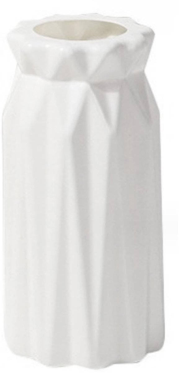 Dailygoods - Bloemenvaas Onbreekbare Vaas Scandinavische Stijl Gesimuleerde Bloemenvaasdecoratie voor Woonkamer Eetkamer (D-type wit)