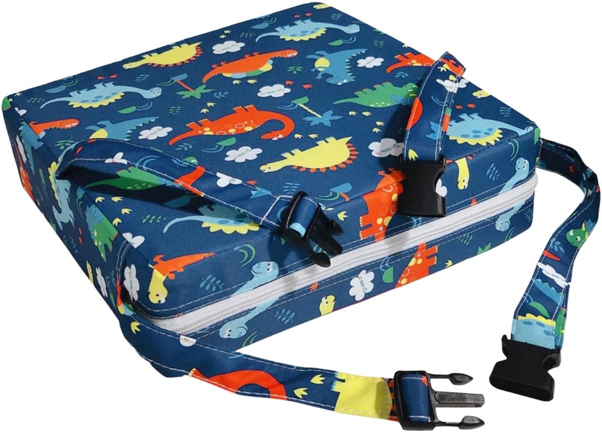 Stoelverhoger Kinderen - Eetkamerstoelkussen - Comfortabel Eten - Verstelbaar en Wasbaar - 35x35x10 cm - Dinosaurus