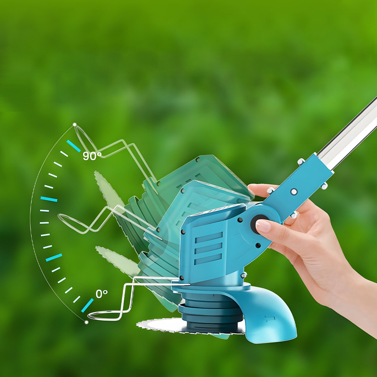 Accu-Grasmaaier 21V - Elektrische Grastrimmer Met 2 Accu's Van 2,0 Ah - Tuintrimmer - Verstelbare Bosmaaier Op Steel Voor Tuinen/Gazons/Struiken – foto 5