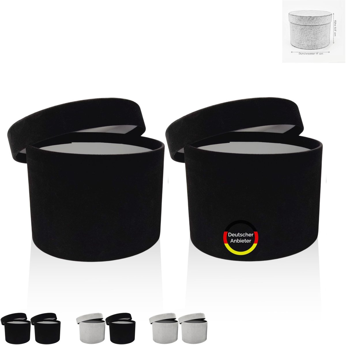 Dailygoods- Geschenkdozen rond met deksel - Fluwelen doos - Cadeauverpakking - Bloemenbox - 12,5 H x 17 D cm - Inhoud 2835 cm³ - Cadeaudoos