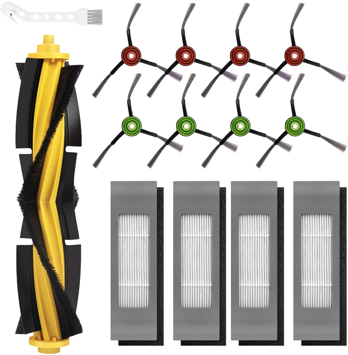 Dailygoods- Reserveaccessoires 14-delige set - Hoofdborstel - HEPA8-filters - Zijborstels - Compatibel met Ecovacs Deebot - Kunststof/Nylon - Stofzuigeraccessoires