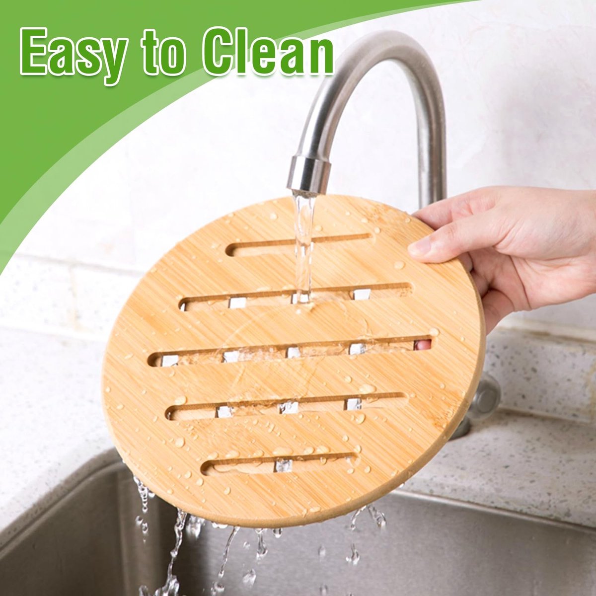 Dailygoods - Set van 4 Bamboe Onderzetters - Antislip en Wasbaar voor Keuken en Tafels