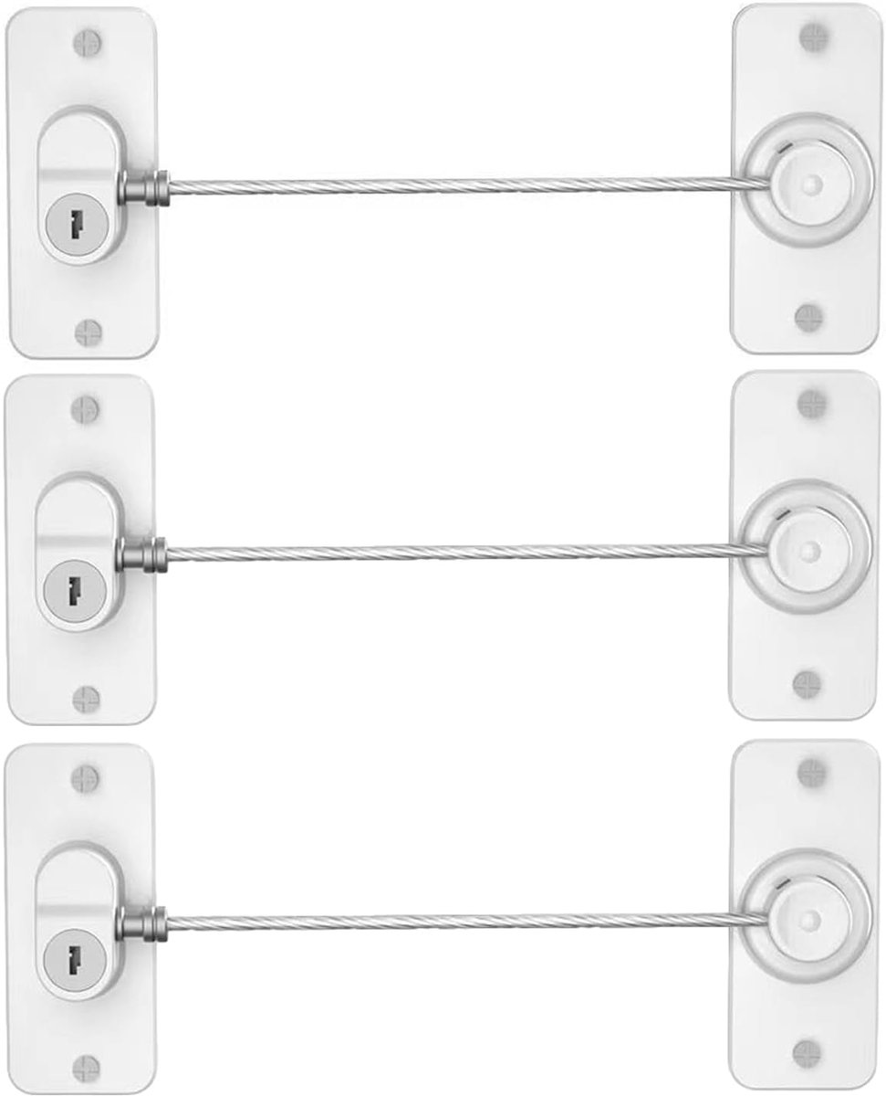 Kast Sloten - Kinderveiligheid Sloten - Huis Beveiligen - Dubbele Installatie - 3 Stuks - Wit